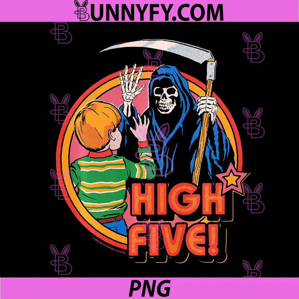High Five Grim Reaper Retro PNG, Vintage Funny Adult Humor PNG