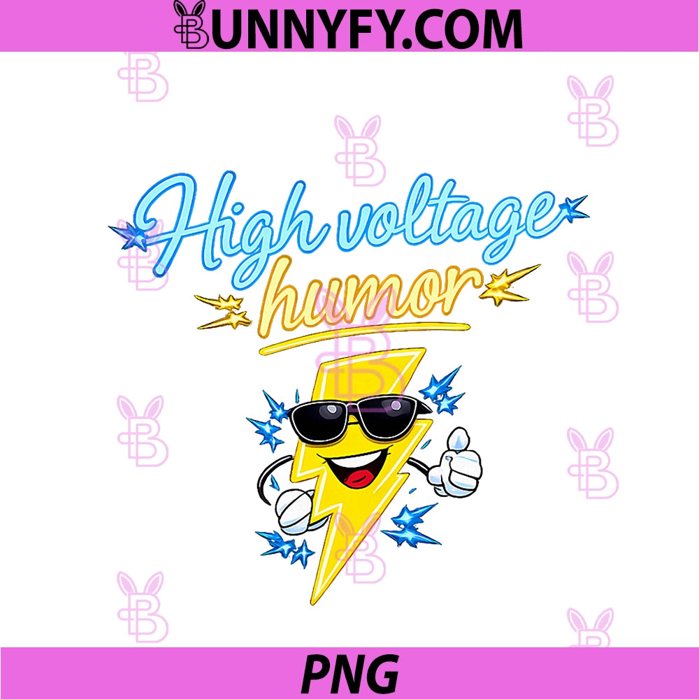 High Voltage Humor PNG, Electrician Neon Lightning Bolt PNG