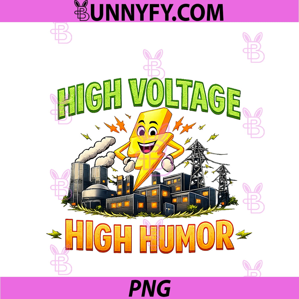 High Voltage, High Humor PNG, Electrician Neon Sign Graphic PNG