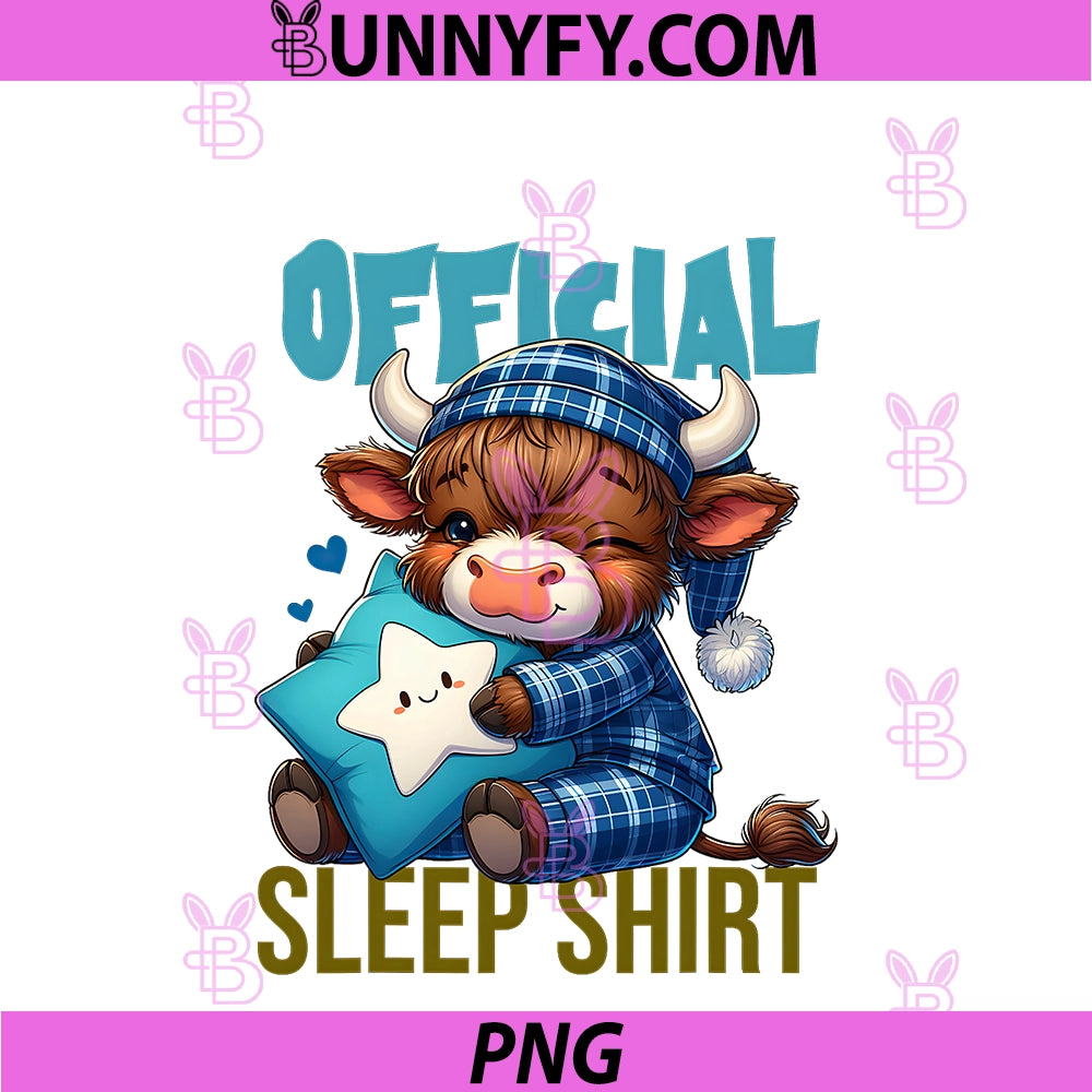 Highland Cow Official Sleep PNG, Pajamas Highland Cow Breeder PNG
