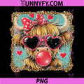 Highland Cow Valentine PNG, Coquette Valentine Heart Leopard Bow PNG