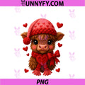 Highland Cow Valentines Day PNG, Funny Hearts Valentine Cow PNG