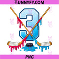 Hockey 3 Year Old PNG, Ice Cream Drip 3rd Birthday PNG