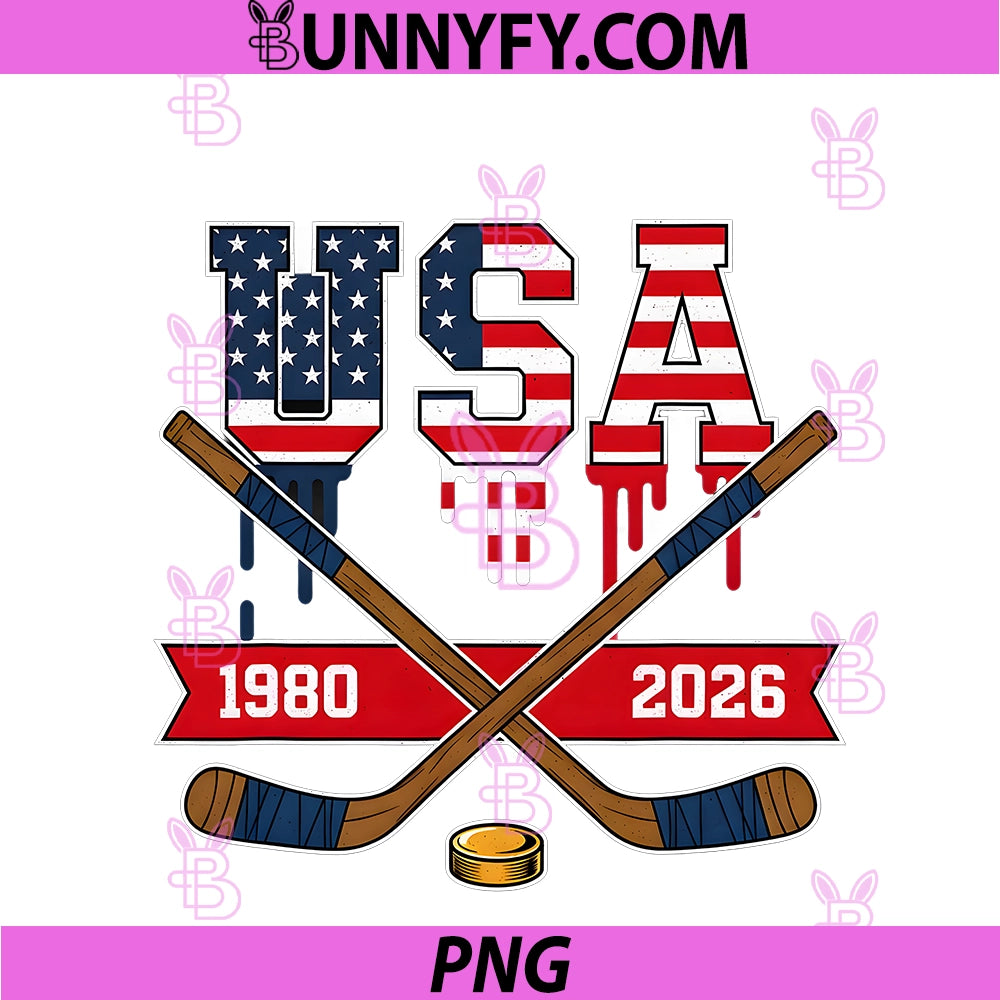 Hockey USA Retro 1980 2026 PNG, Vintage Sports Design For Men PNG