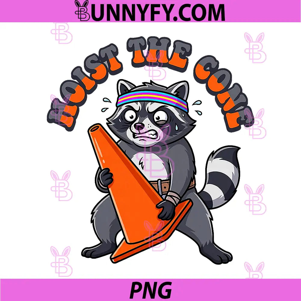 Hoist the Cone Raccoon PNG, Fitness Weightlifting Meme PNG
