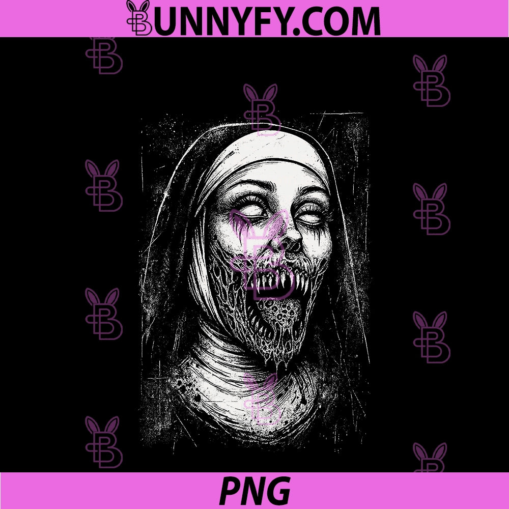Horror Creepy Nun Demon PNG, Unholy Evil Occult Alt Scary Goth PNG