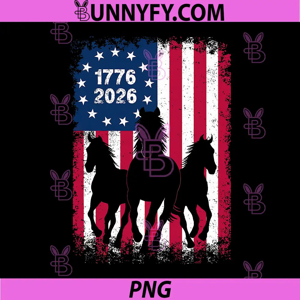 Horse American Flag 250 Years PNG, Anniversary USA Fourth of July PNG