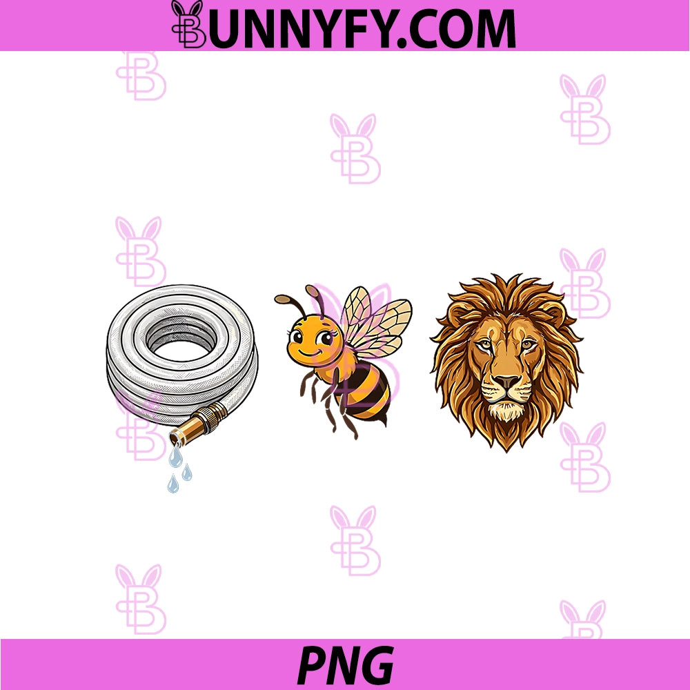 Hose Bee Lion PNG, Funny Pun Meme PNG