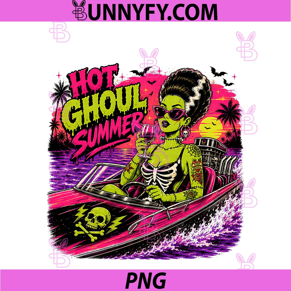 Hot Ghoul Summer Retro PNG, Horror Party Frankenstein Monster PNG