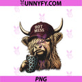 Hot Mess Highland Cow PNG, Funny Cute Coffee Lover Graphic PNG