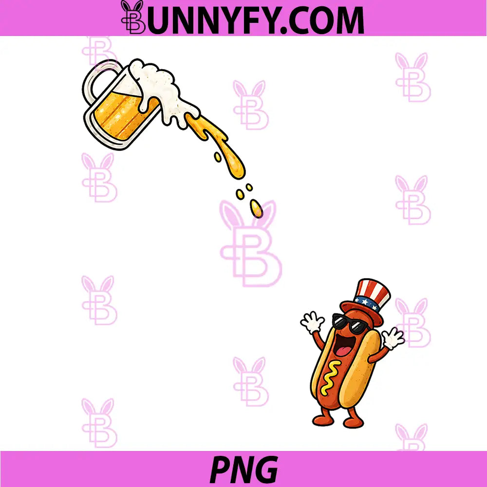 Hotdog Beer Chug Funny PNG, Uncle Sam Hotdog Beer 4th of July PNG