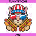Hotdog Lover Cat US PNG, America Flag 4th of July Patriotic Cat PNG