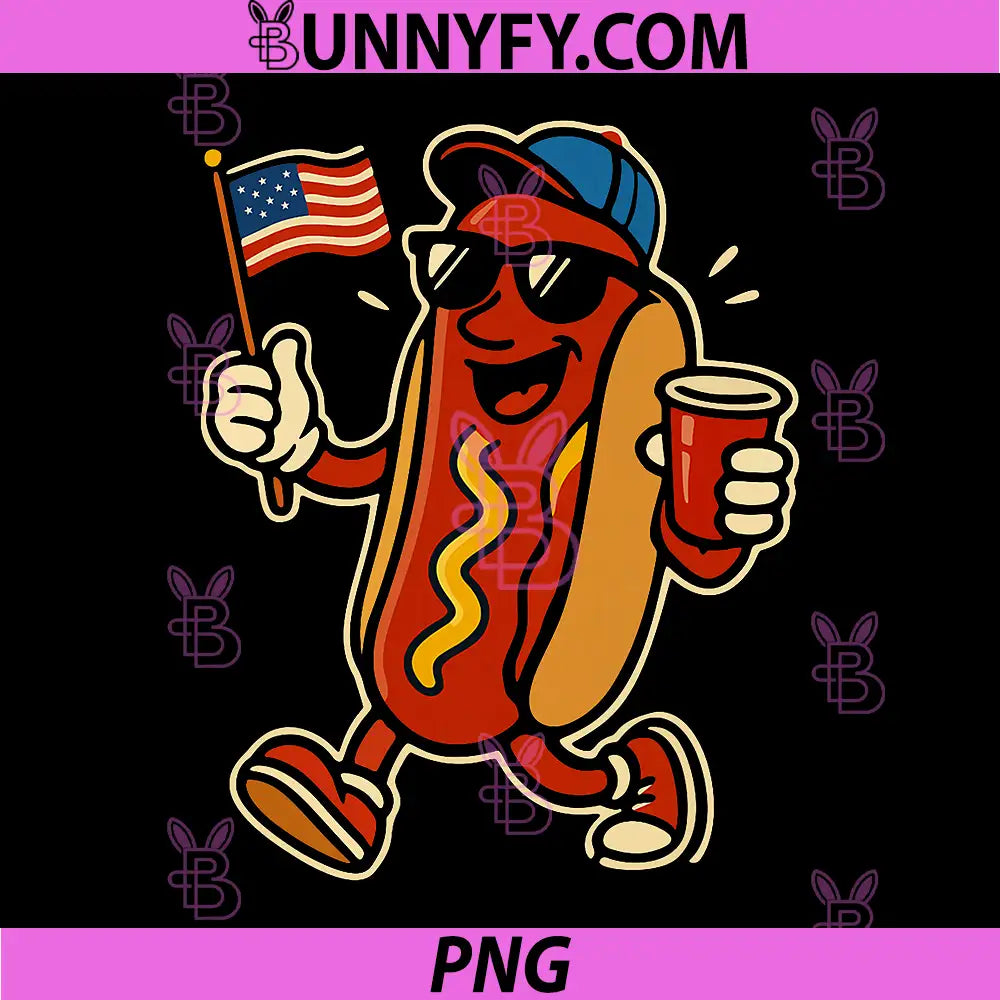 Hotdog Sunglasses American Flag PNG, USA Funny 4th of July Fourth PNG