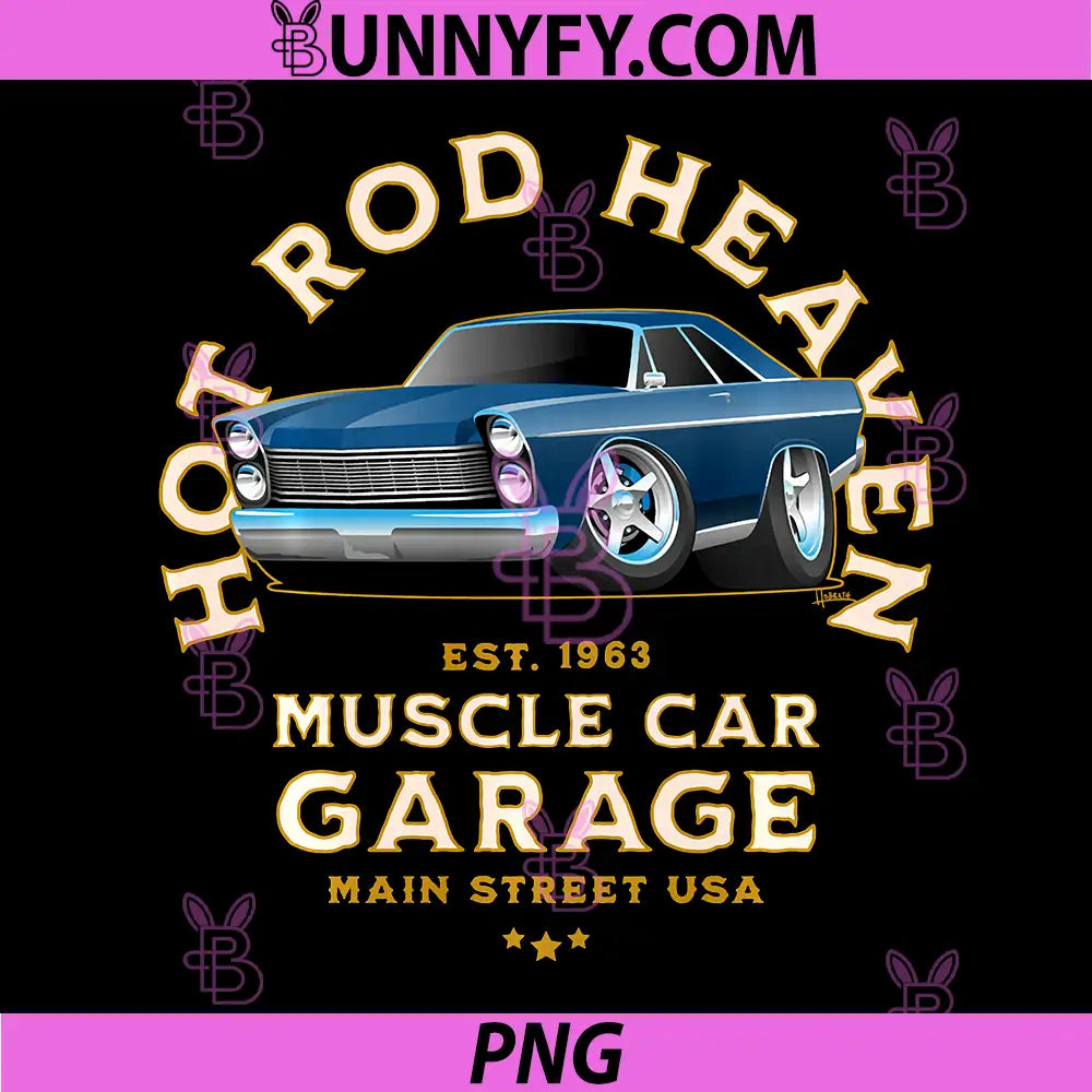 Hotrod Heaven Muscle Car PNG, Garage USA Classic Car Cartoon PNG