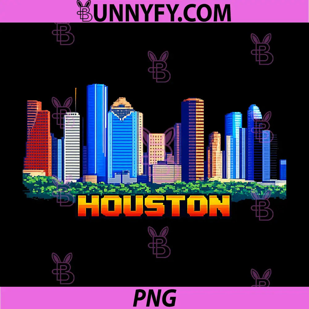 Houston 8-Bit Retro PNG, Video Arcade Gamer Style Gaming 80s PNG