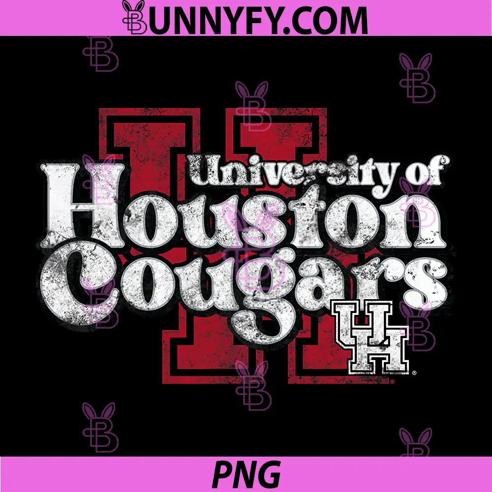 Houston Cougars Apparel PNG, Vintage Distressed Logo Neutral PNG