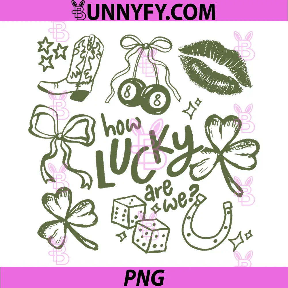 How Lucky are We PNG, St Patricks Day Coquette Bow Aesthetic PNG