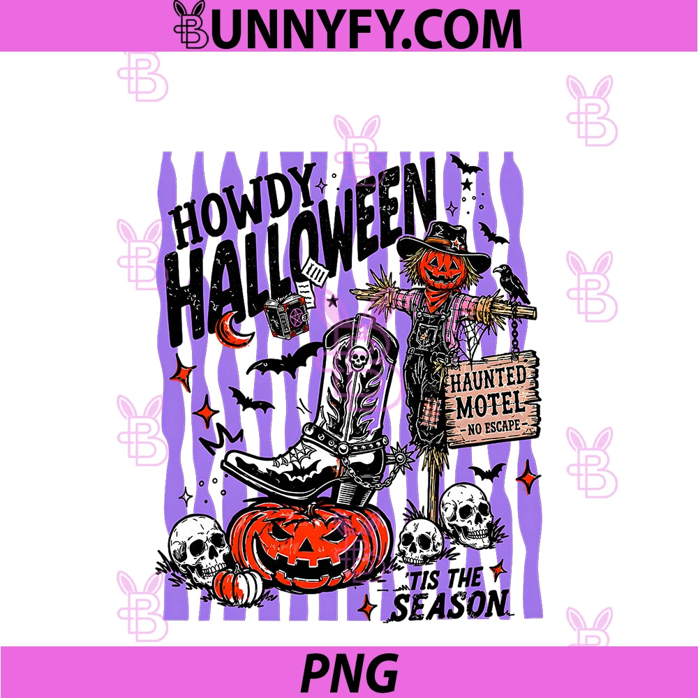 Howdy Halloween PNG, Western Cowboy Boot Pumpkin Spooky Season PNG