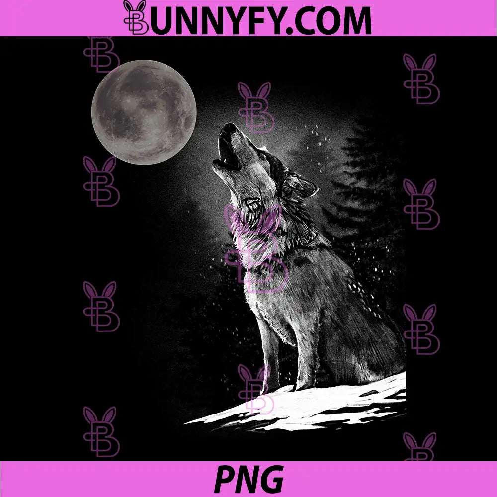 Howling Wolf Moon PNG, Wolf Howling at Moon Night PNG