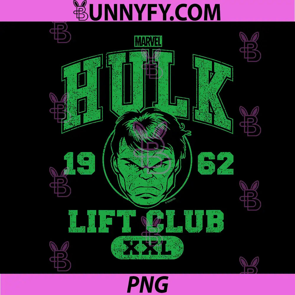 Marvel Hulk Lift Club PNG, Hulk Gym Workout Vintage PNG