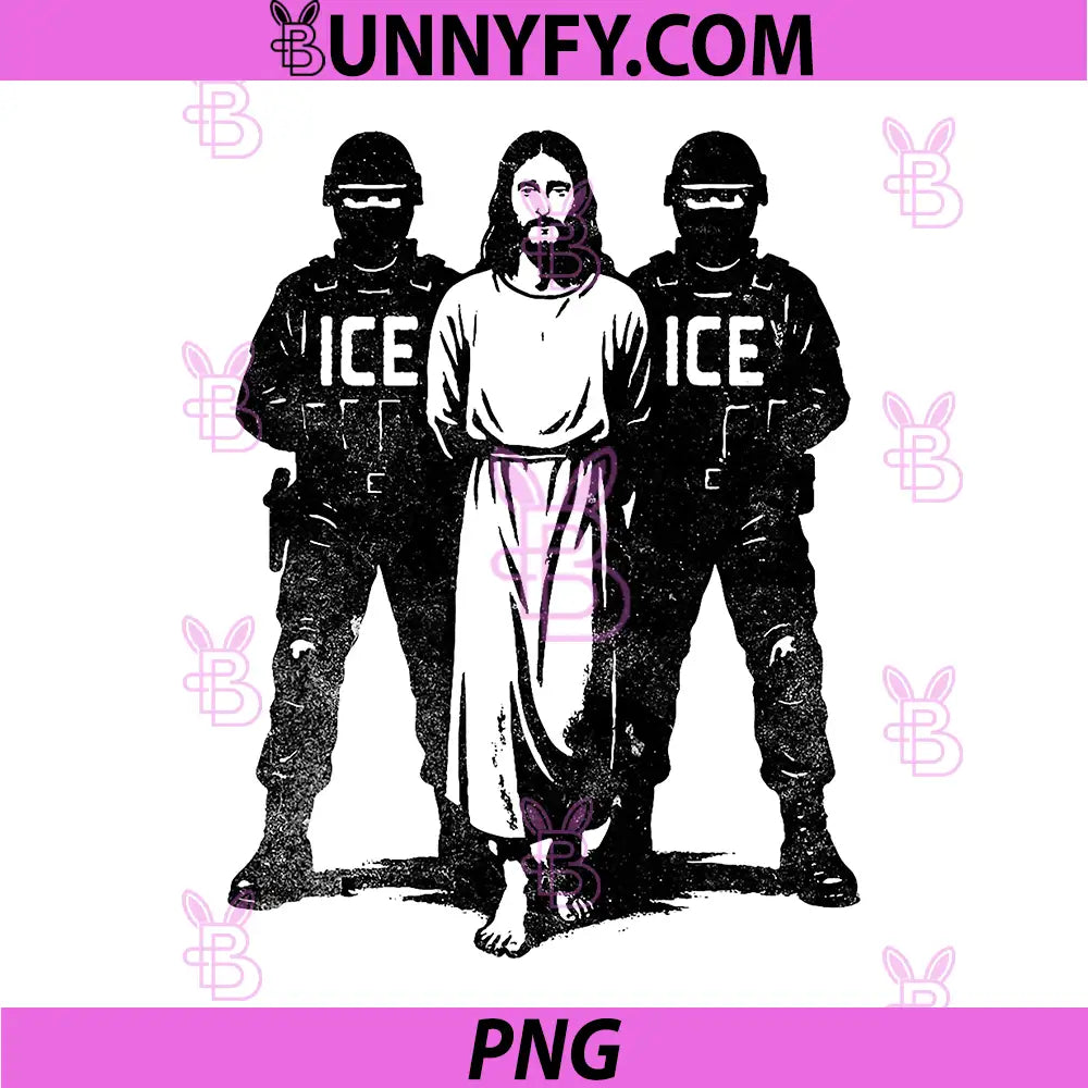 ICE Arresting Jesus PNG, Immigration Protest Political Art PNG