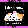 I Don't Know I Just Work Here PNG, Funny Sleeping Cat Meme PNG