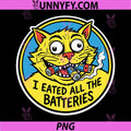 I Eated All The Batteries PNG, Funny Cat Cartoon Design PNG