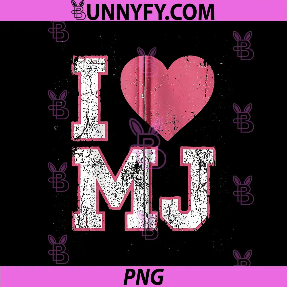 I Love MJ Heart Initials PNG, M.J. Fan Merch Vintage Design PNG