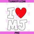 I Love MJ PNG, Heart Personalized Name MJ First Name PNG