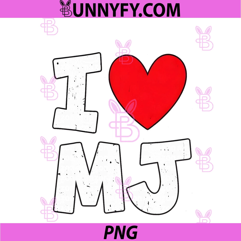 I Love MJ PNG, Heart Personalized Name MJ First Name PNG