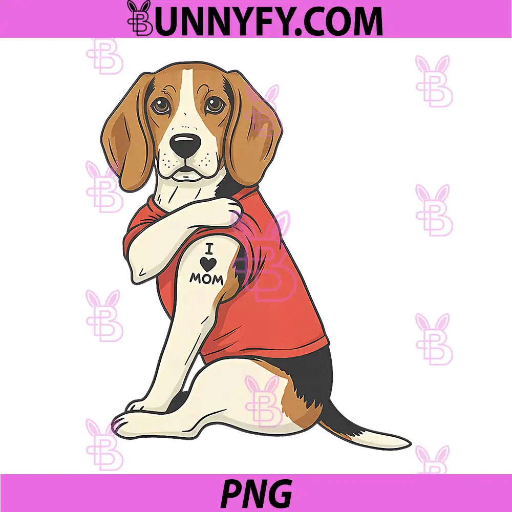 I Love Mom Tattoo PNG, Beagle Great Mothers Day PNG