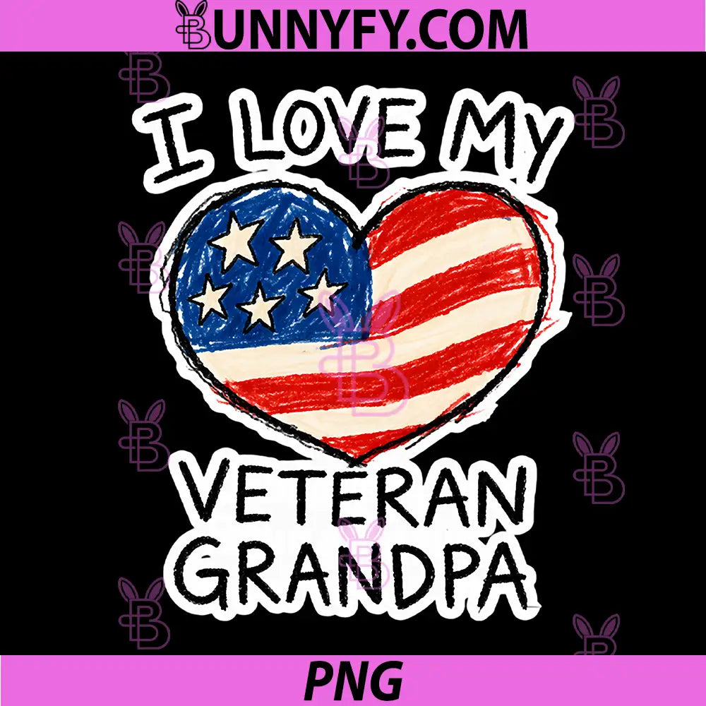 I Love My Veteran Grandpa PNG, Military Family Grandchild PNG