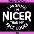 I Promise I'm Nicer Than My Face Look PNG, Funny Saying Humor PNG