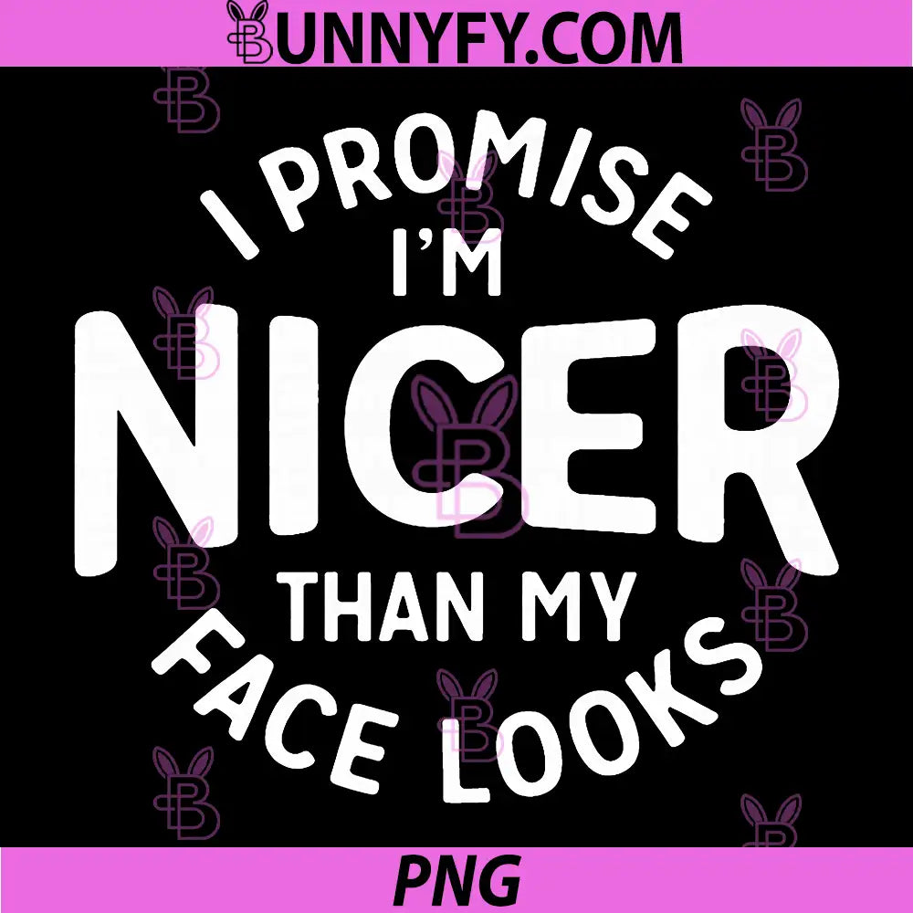 I Promise I'm Nicer Than My Face Look PNG, Funny Saying Humor PNG