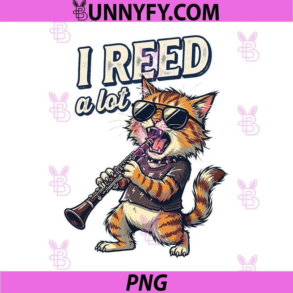 I Reed A Lot Jazz PNG, Clarinet Cat PNG