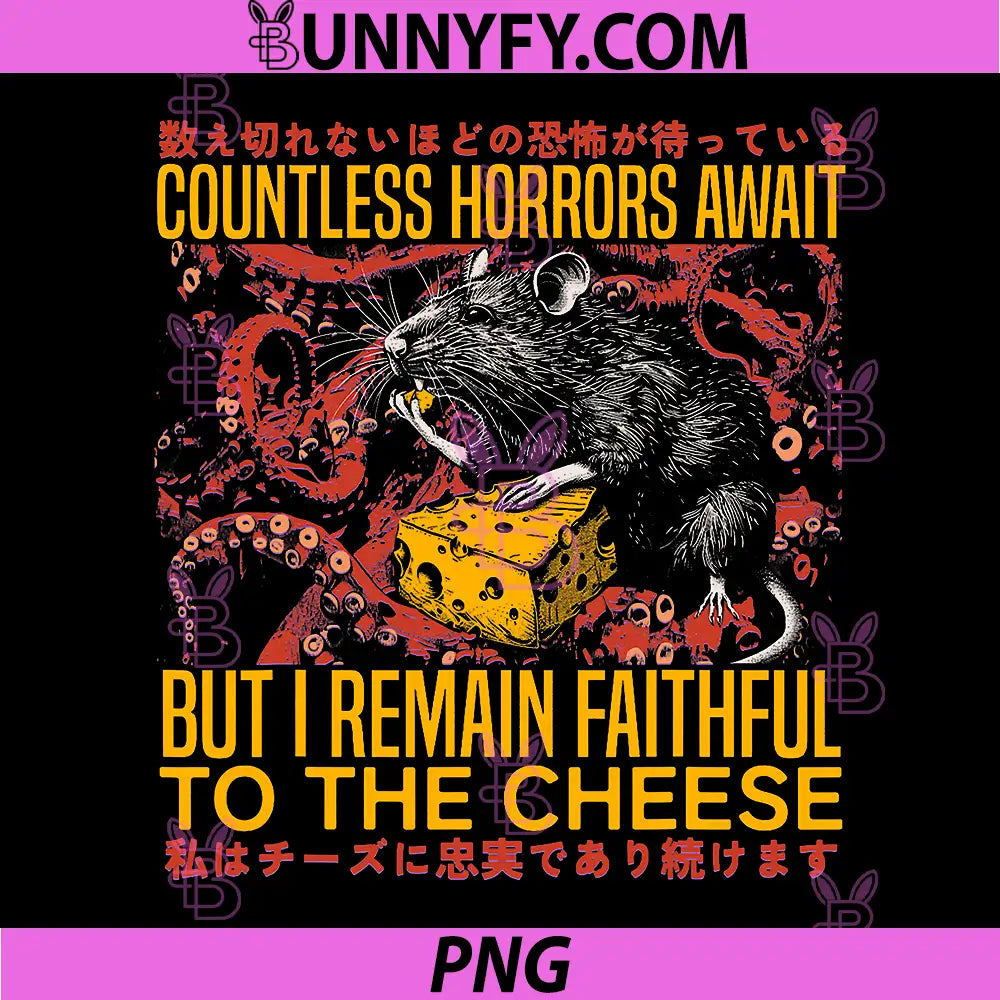 I Remain Faithful to The Cheese PNG, Vintage Japanese Rat Lover PNG