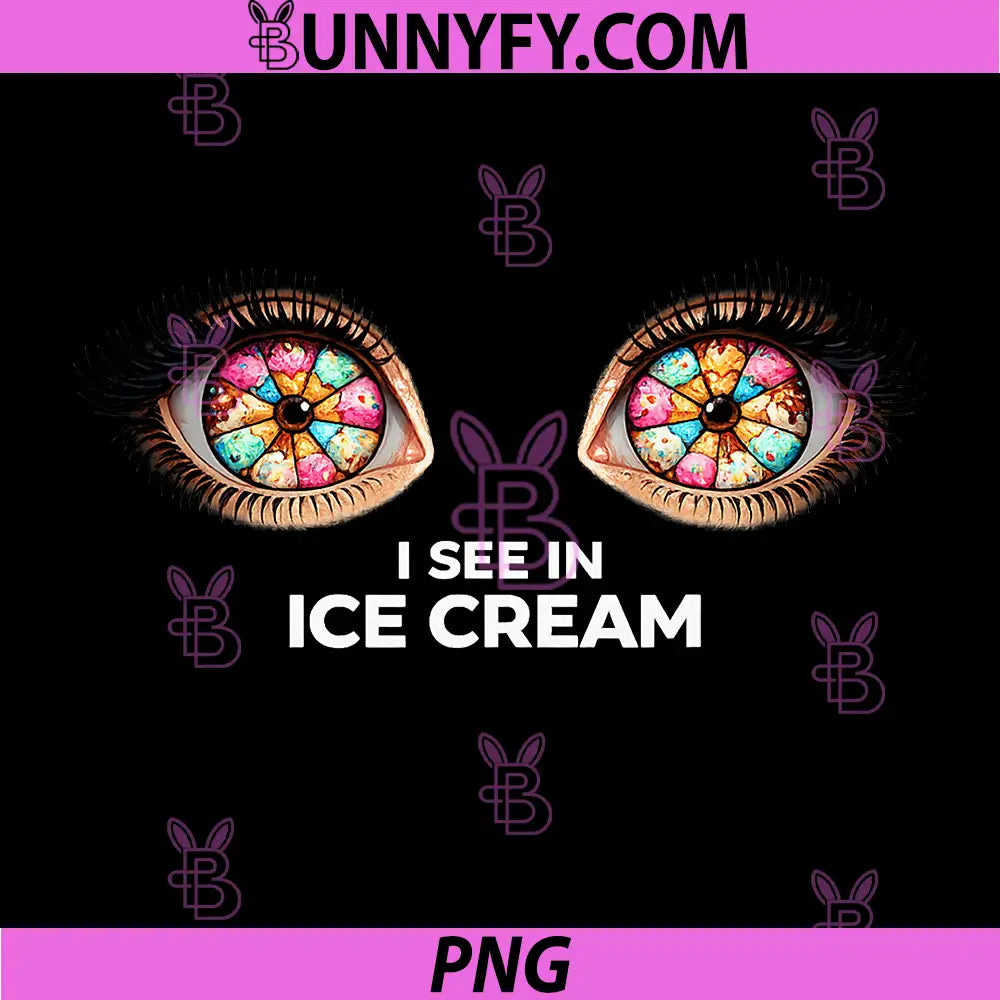 I See in Ice Cream PNG, Kaleidoscope Eyes Women Girl Frozen Treat PNG