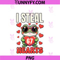 I Steal 67 Hearts PNG, Funny Kawaii Frog Valentine Design PNG