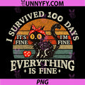 I Survived 100 Days of School PNG, Black Cat Meme PNG