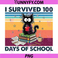 I Survived 100 Days of School PNG, Black Cat Meme PNG 