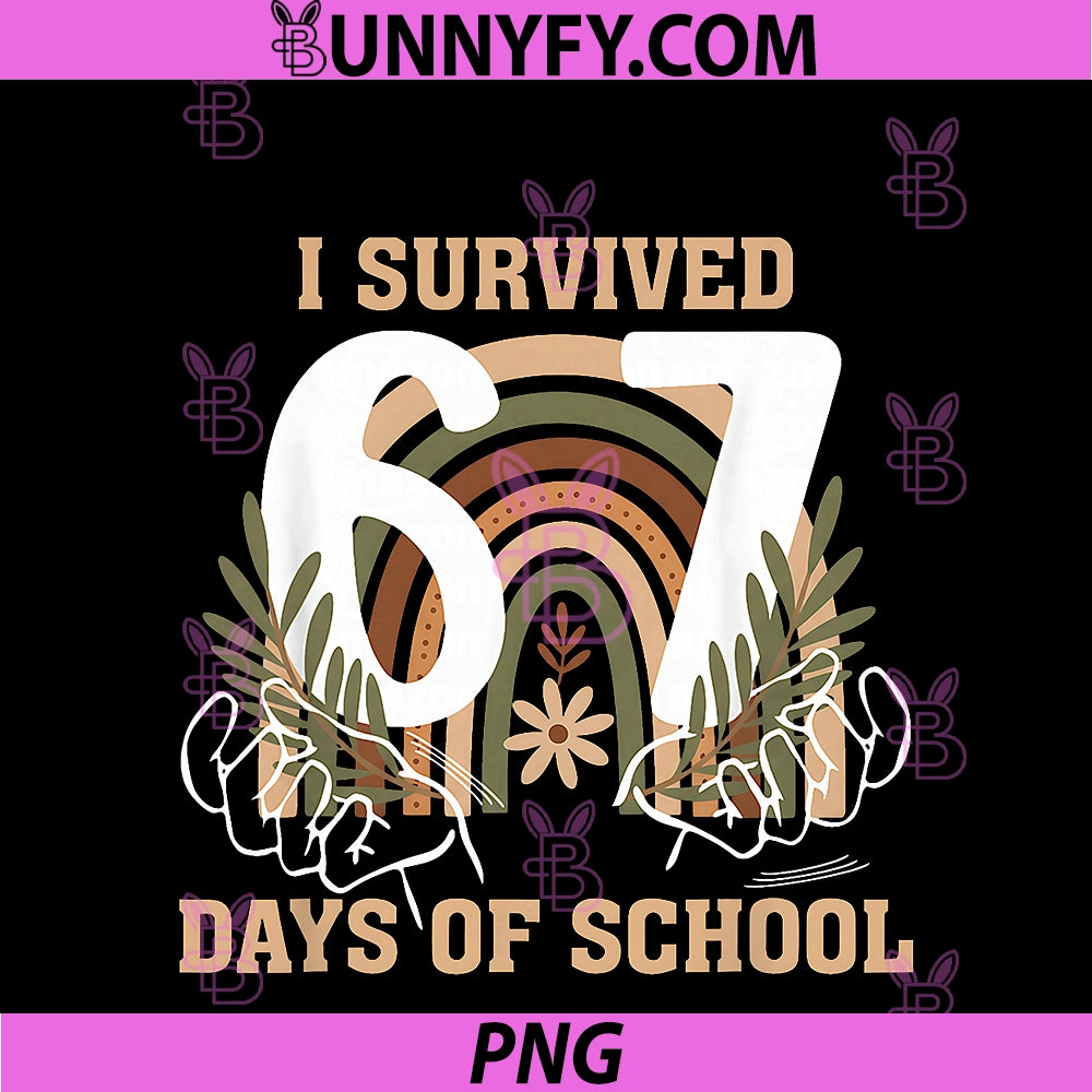 I Survived 67 Days Of School PNG, Boho Floral Gen Alpha Slang PNG