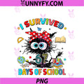 I Survived 67 Days Of School PNG, Funny Black Cat Six Seven Meme PNG