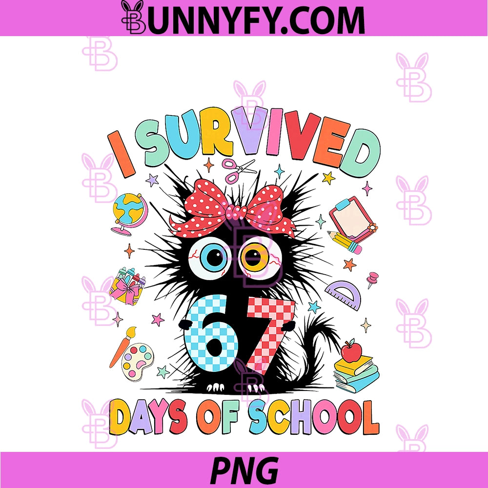 I Survived 67 Days Of School PNG, Six Seven Cat Teachers PNG