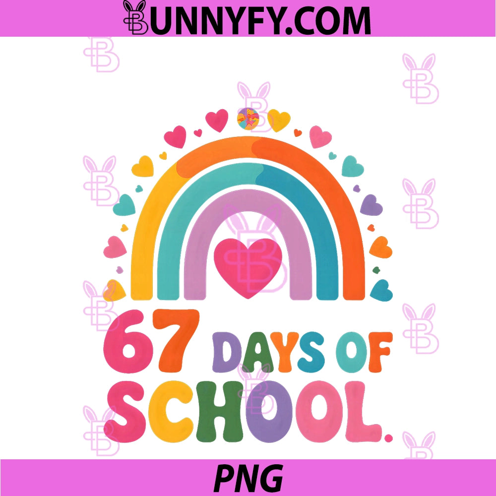 I Survived 67 Days Of School PNG, Tie Die Rainbow Lovers Girls PNG