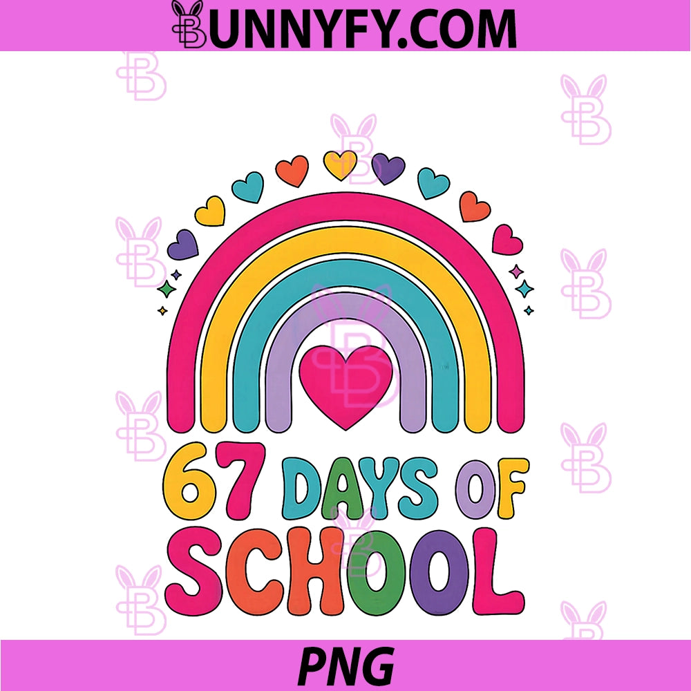 I Survived 67 Days Of School Tie Die PNG, Rainbow Lovers Girls PNG
