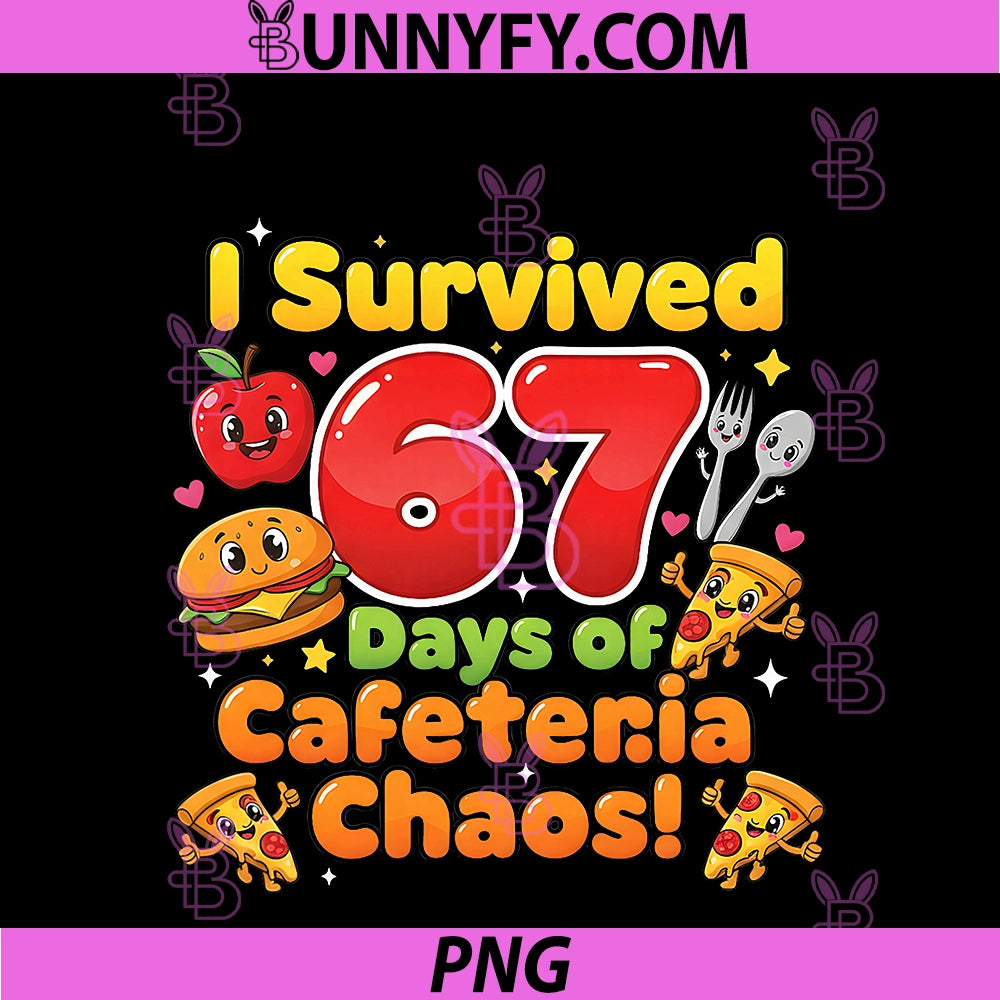 I Survived 67 Days PNG, Of Cafeteria Chaos 6 7 Meme Lunch Lady PNG