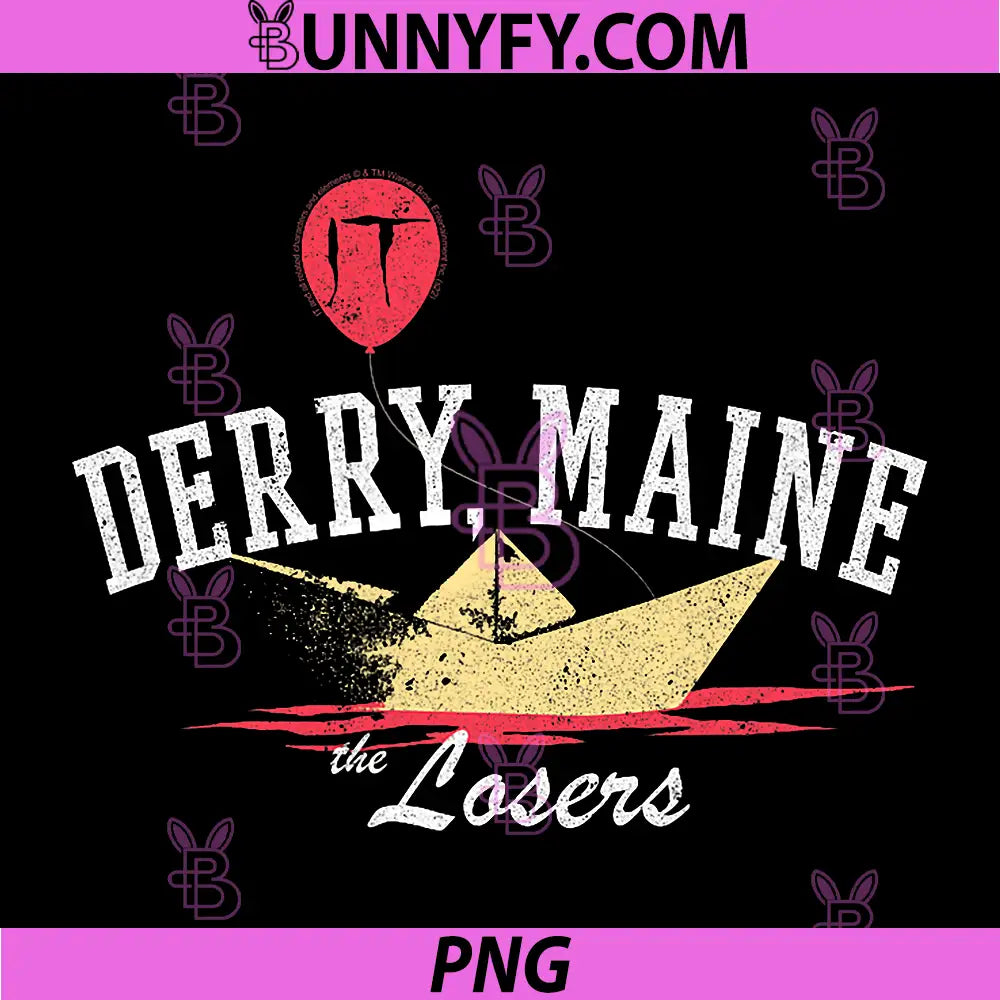IT Derry Maine Losers PNG, Paper Boat and Balloon Horror Movie PNG