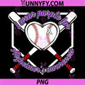 I Wear Purple for Alzheimers Awareness PNG, Baseball Heart Ribbon PNG