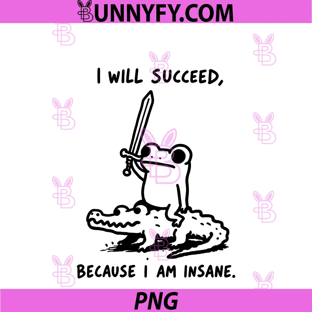 I Will Succeed Because I Am Insane PNG, Frog Riding Alligator PNG