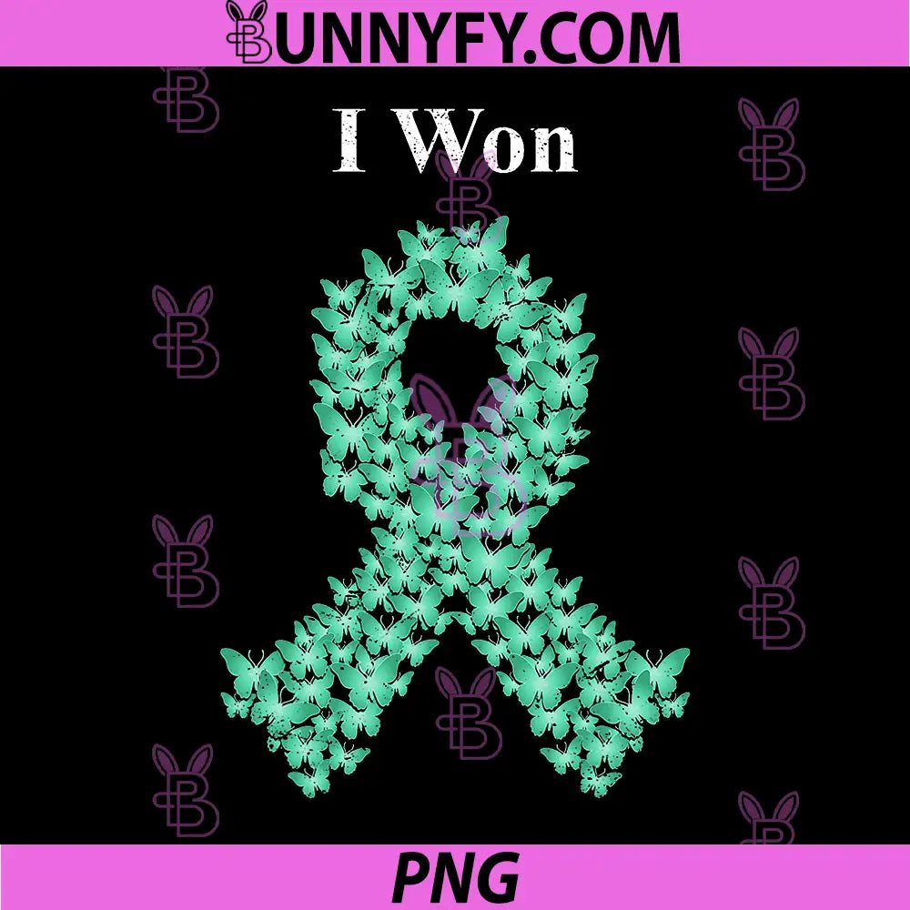I Won Cervical PNG, Cancer Awareness Support Teal Ribbon PNG